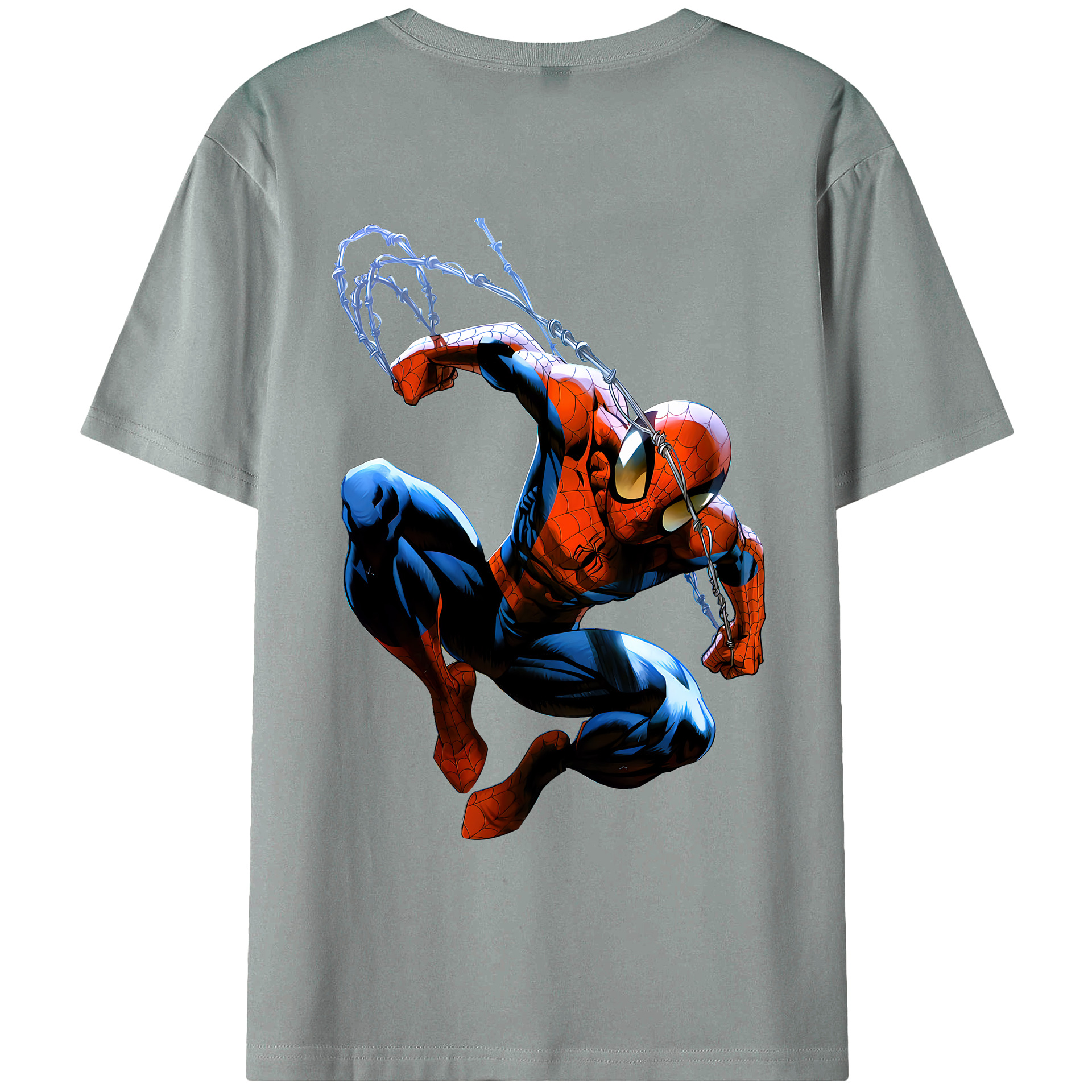 （画像用） Spider Man スパイダーマン 綿100％ メンズ半袖Tシャツ（バックプリント） 通気性